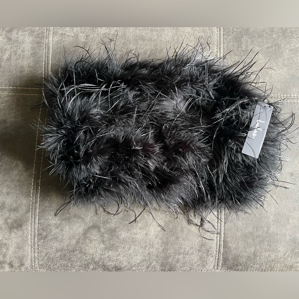 NWT VIP Attitude Black Feather Strapless Crop Top size Large